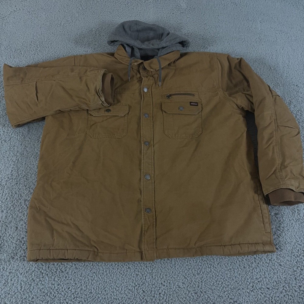 Dickies Jacket‎ Mens 3XL Brown Insulated Quilted Duck Canvas Flex Y2K Work Faded